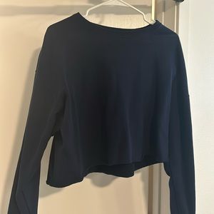 cropped navy blue crewneck